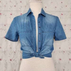 Y2K %100 Cotton Denim Shirt